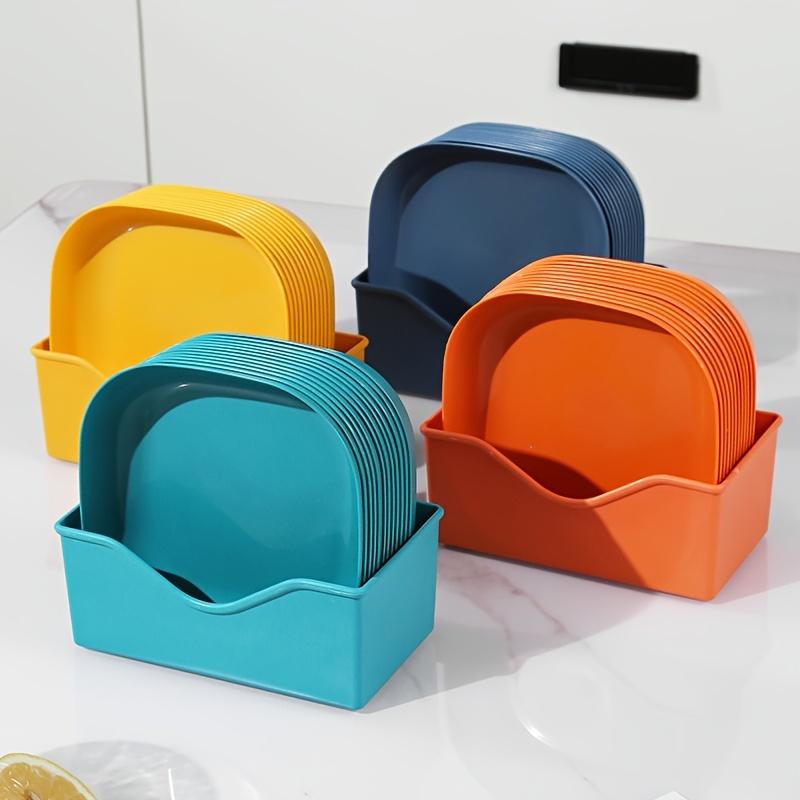 12pcs Reusable Plastic Serving Tray Set, Dishwasher Safe Stackable Appetizer Plates for Snacks Fruits Cakes Party Plates Set