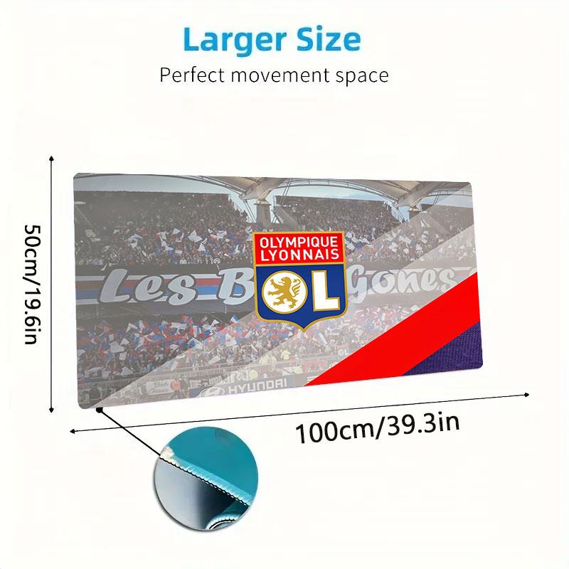 Olympique Lyonnais Football Team Mouse Pad, Large Gaming Desk Mat, Non-slip XXL Mousepad for Laptop & Tablet, Mini PC Playmat with Stitched Edges