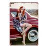 Metal Tin Sign Vintage Car  Tattoo Lady Art X Inch Retro Bar Wall Decor Rustic Metal Plaque for Home Kitchen Garage