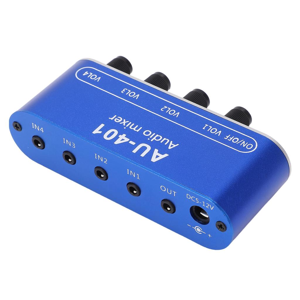 4 Input 1 Output Audio Mixer Stereo Mixing Board Headphone Amplifier DC 5‑12V 3.5mm Jack