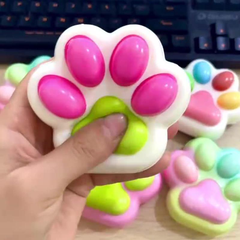 1Pcs Plush Gentle Recovery Sticky Stress Ease Relax Toys Squeeze Cat Paw Toys Decompressing Pinching Cat Paw Pu Toy