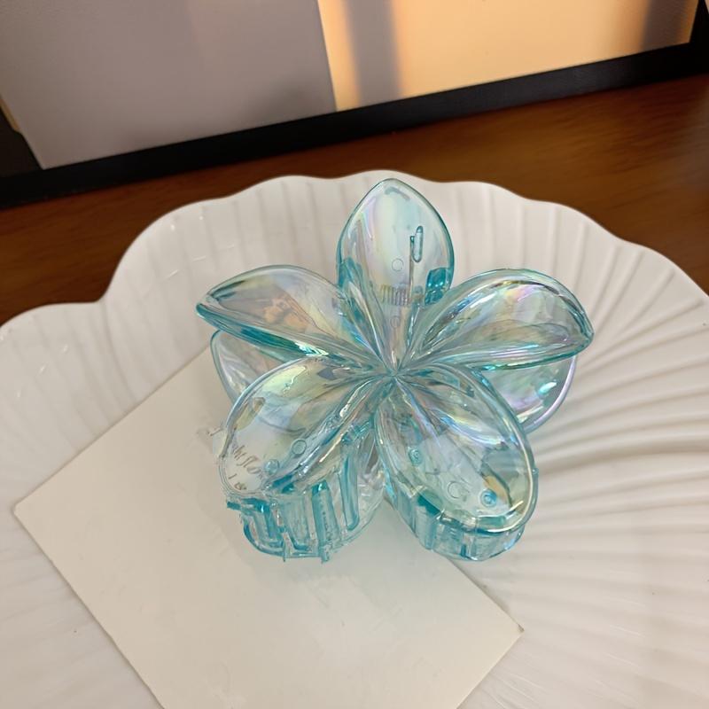 

Single Elegant Flower-Shaped Hair Claw Clip - Medium Size Non-Slip Iridescent Hair Clip for Women & s, Secure Hold for Ponytails, Buns, Braids синий