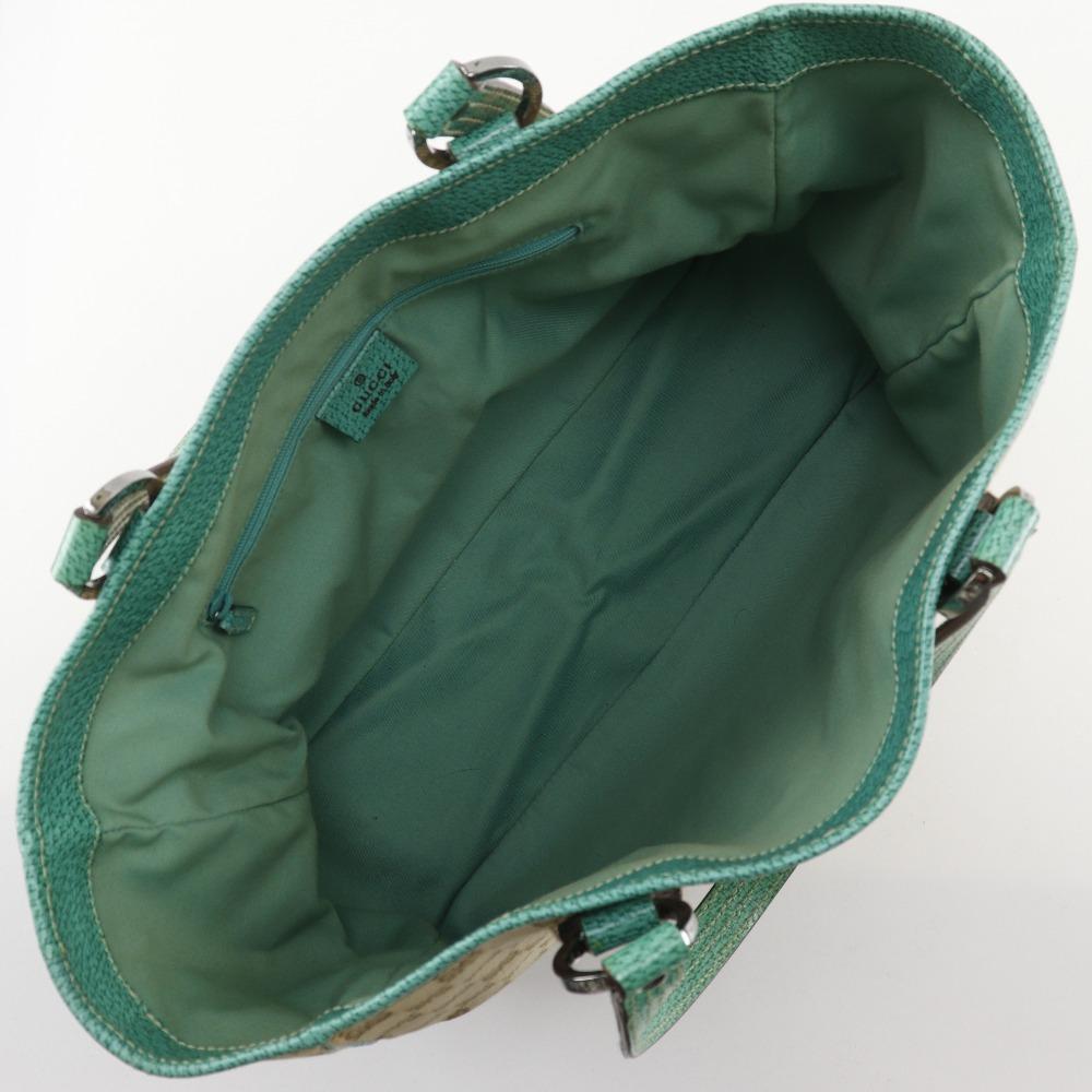 GUCCI Tote Bag 113017 Beige / green GG canvas Women Used