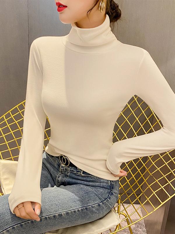 2025 Autumn/Winter Slim-Fit High-Neck Double-Brushed Thermal T-Shirt