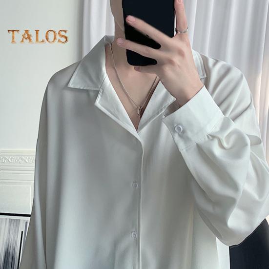 Herren Kubahemd Langarm Button-Down Freizeitshirt Locker geschnitten Einfarbiges Hemd für Arbeit Partys Dates