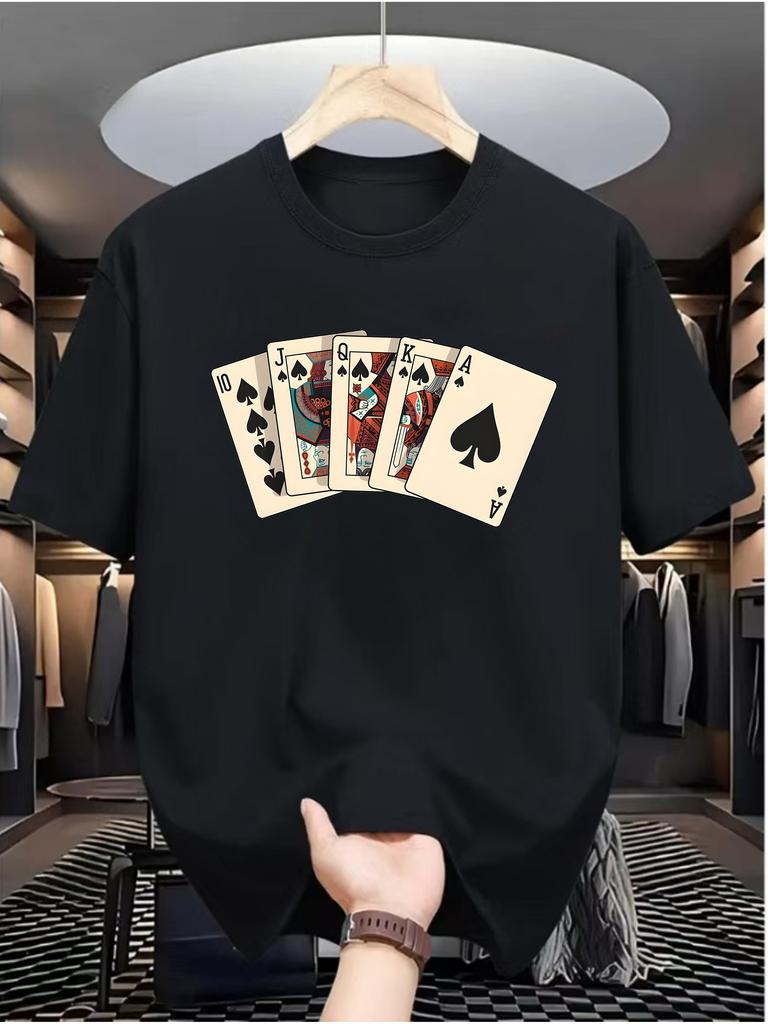Unisex Summer Fun Poker Card Pattern Tshirt 100 Cotton Fabric Suitable For Daily Sports And Outdoor Wear Trendy And Fashionable