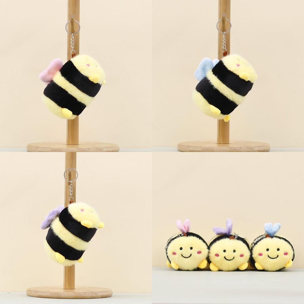 Adorable Bee Plush Doll Keyring With Short Pile Fabric For Kids And Collectors