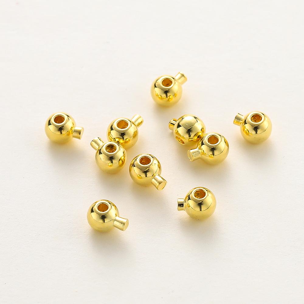 20pcs Positioning Clasp 14K 18K Gold Plated Crimp Snap Button Bracelet Necklace Fastener Ball End Cap For DIY Jewelry Findings