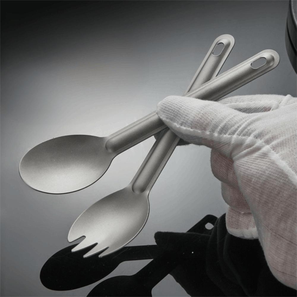 2 Piece Long Handle Camping Spoon Fork Set Ultralight Outdoor Dinnerware Set  Kitchen