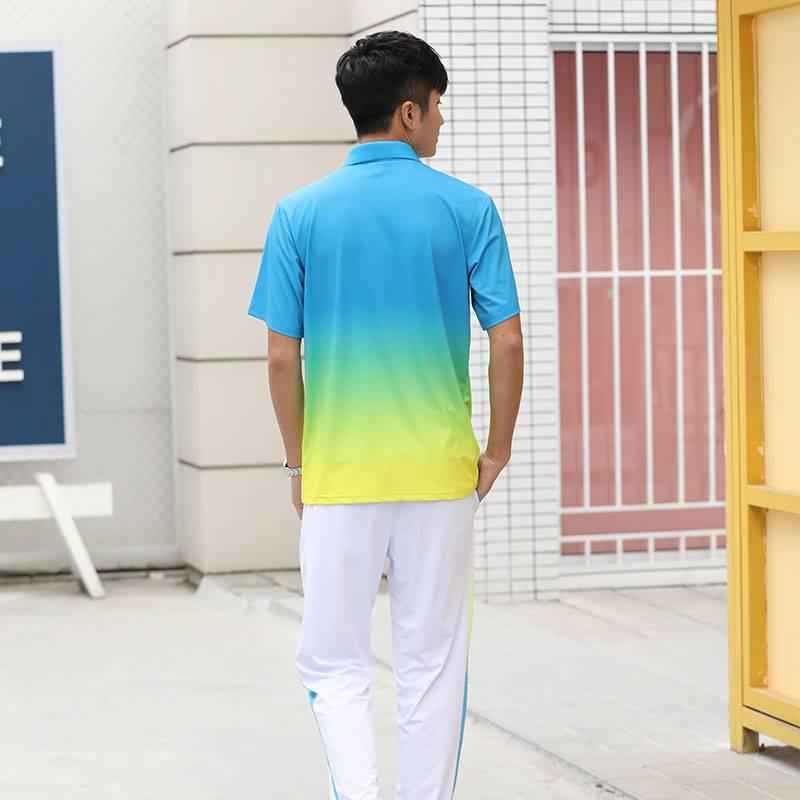 Quick-Dry Couple's Sports Set: Lapel Short Sleeve & Long Pants for Gym, Hiking, Student Events