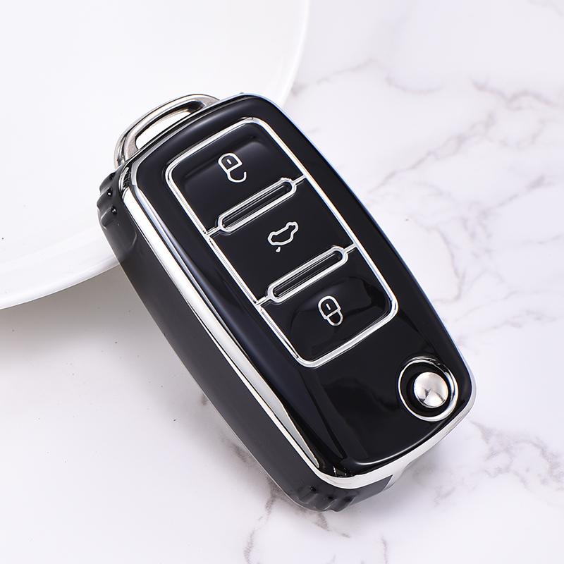 

Tpu Car Flip Key Case Cover Shell Fob For Volkswagen Vw Polo Golf Passat Tiguan Beetle Caddy Eos Skoda Octavia Seat Leon Altea