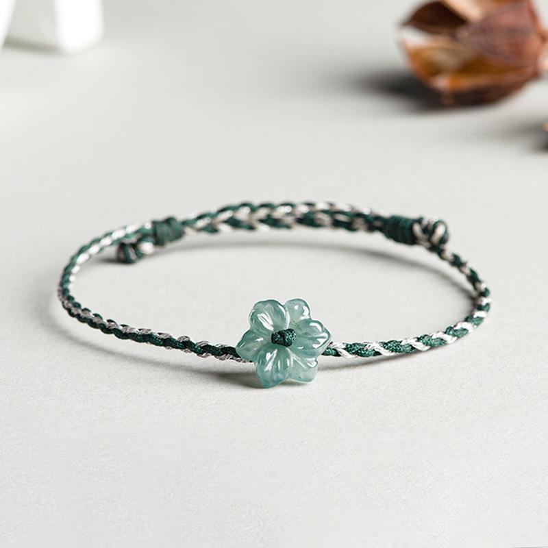 A-Qualität Blauer Jade-Orchidee Handgewebtes Unisex-Armband
