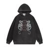 Unisex Oversized Hoodie With Snake Bone Print Streetwear Casual Pullover Men Women