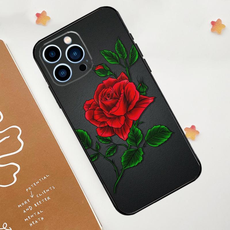 Rose Flower Floral Phone Case For iPhone 17 Pro Max 14 13 12 11 15 16 Pro Max Mini 16 Plus 16e 17 Air Funda