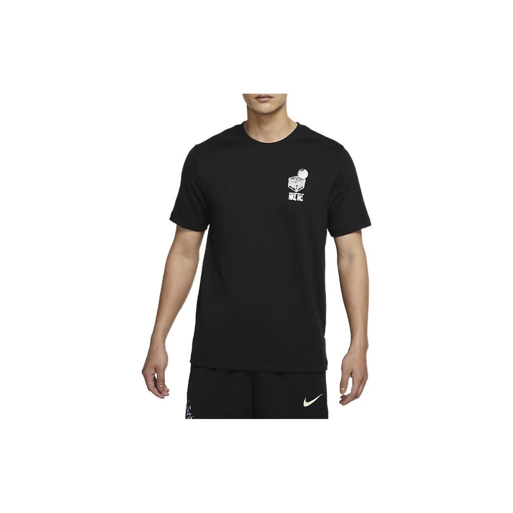 Nike Geometric Pattern Print Vintage Round Neck T-Shirt With Standard Shoulders Men Tops Black DR7638-010