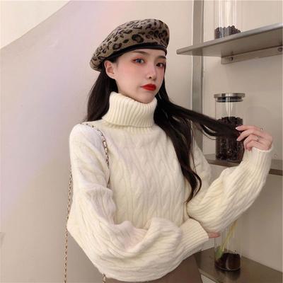 Rollkragenpullover für Damen im Herbst und Winter 2023, koreanische Version des lockeren Strickpullovers mit Fried Dough Twists