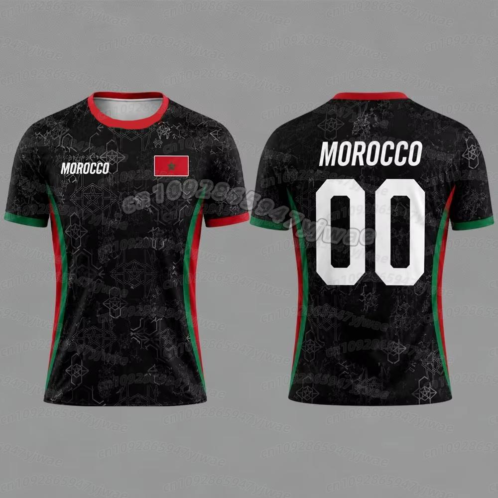 Maglietta con Stampa Bandiera Marocco Stampa 3D Traspirante Asciugatura Rapida Stile Familiare per Uomo Moda Streetwear Sportiva T-shirt Uomo