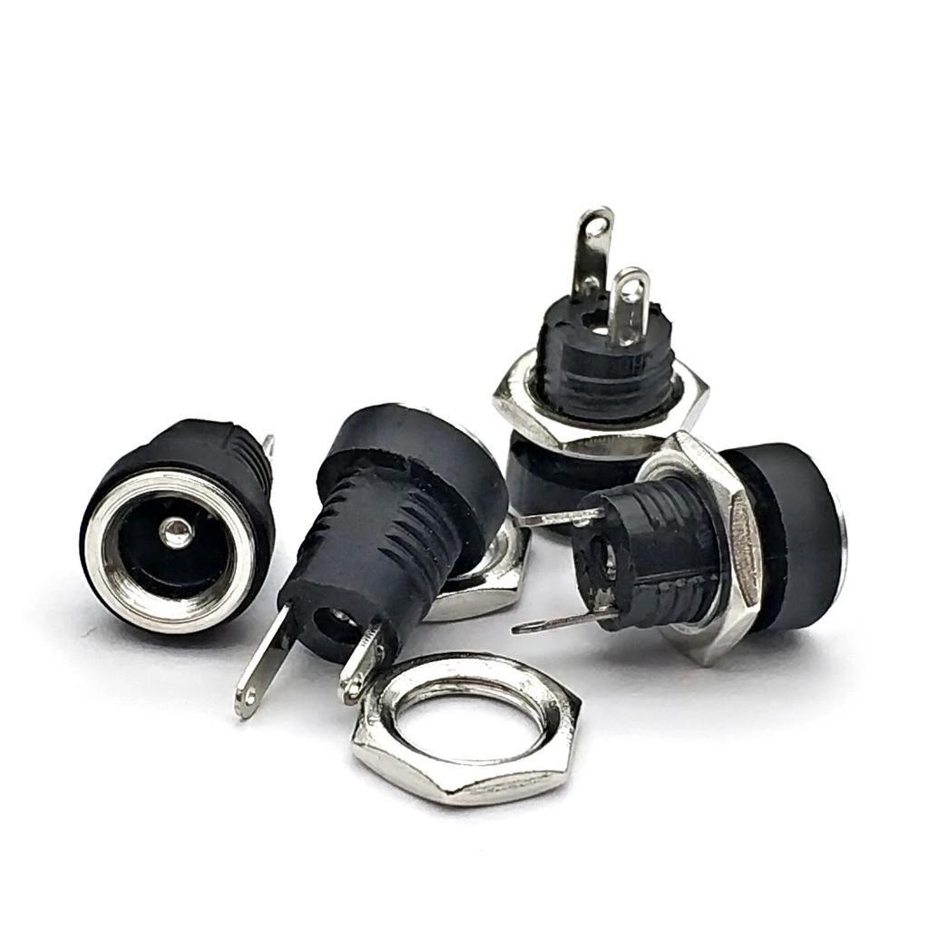 5.5mm X 2.1mm / 5.5 X 2.5mm DC Power Jack Socket Female Panel Mount Connector Metal Panel Mount Interface Plug Wire Terminals