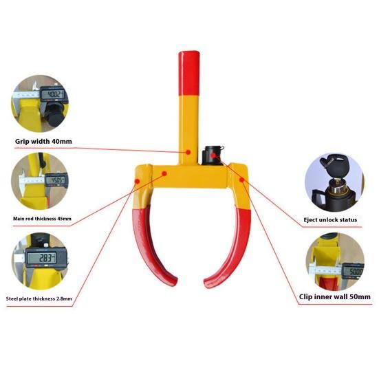 Zámek na kolo Bezpečnostní zámek na auto Vysoce pevná odolná konstrukce Univerzální Jednoduchá instalace Bezpečný zámek na kolo proti krádeži s klíči
