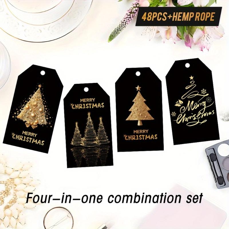 48Pieces Decorative Gift Label with Quality Paper & Twine Cord Design for Sustainable Holiday Packaging Decors Solutions