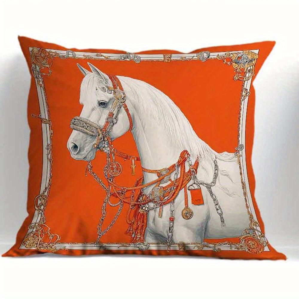 pc Equestrian Horse Print Throw Pillow Cover D DoubleSided Print Soft Polyester Cushion Case for Home Sofa Bedroom Car Decor
