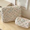 Floral Corduroy Toiletry Bag with Zipper Makeup Organizer Storage Bag Cute Cosmetic Organizer Case for Women Girls