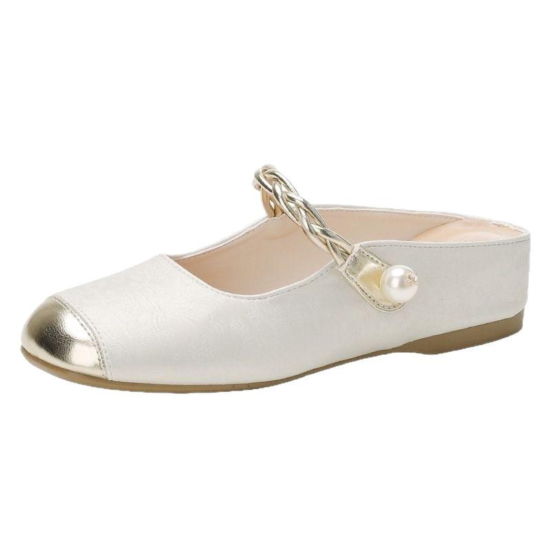 Inner Height Increase French High Sense Mary Jane Single Shoes Women's 2025 New Outer Wear Summer with Skirt Bag Head Half Slippers