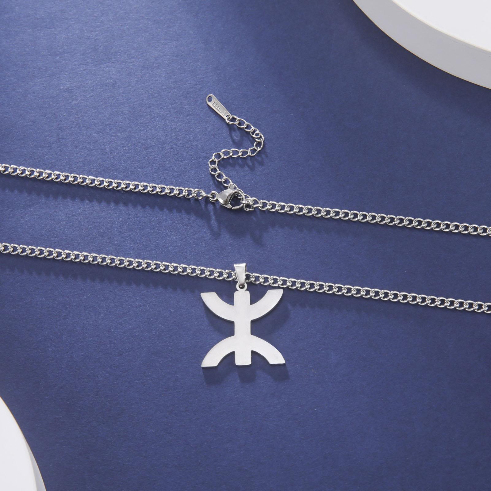 

LIKGREAT Stainless Steel Africa Berbers Symbol Necklaces For Women African Kabyle Style Ethnic Berber Jewelry Holiday Gifts 45cm