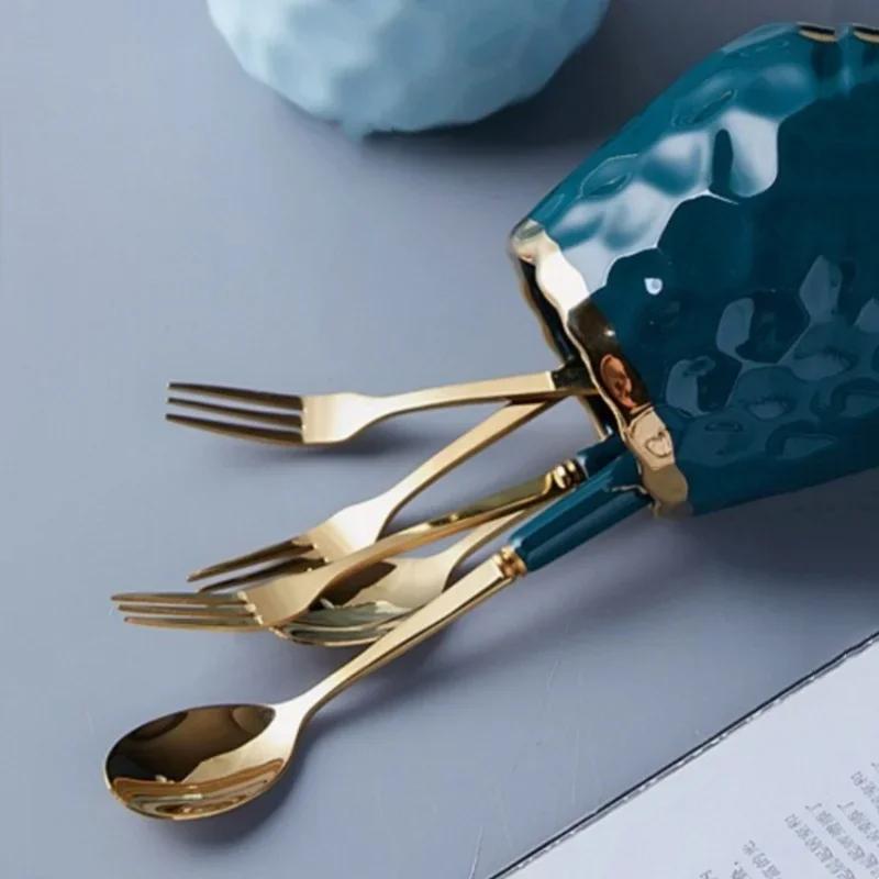 Creative Ceramic Storage Jar Concave Stria Gold Edge Malleolar Stria Dried Fruit Nut Bean Raisin Storage Jar Golden Tableware