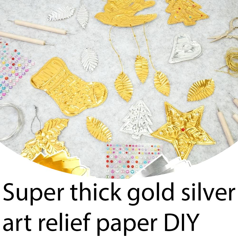 Handmade Foil Paper Craft Kit with Shimmer gold and silver Christmas Engraving Art Ornament Making Kit for Painting Engravi K8B0