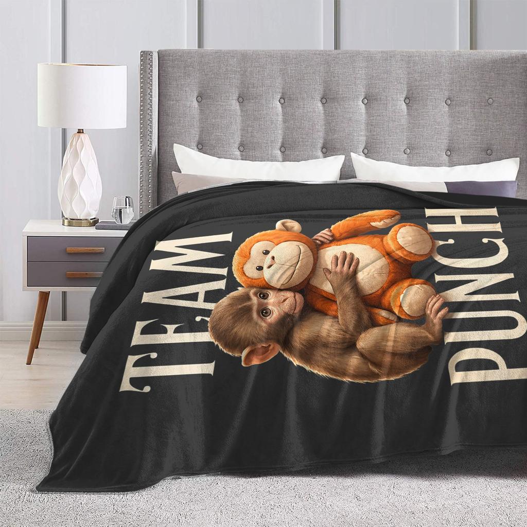 Baby Monkey Punch Team Punch Soft Warm Blanket  Students Plush Throw Blanket Funny Couch Chair Flannel Bedspread Sofa Bed Cover