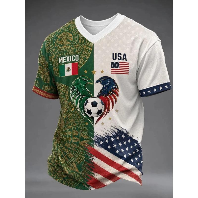 2026 Neues Mexikanisches Nationalmannschaft Fußball T-Shirt Vollflächiger Druck Kurzarm Mexiko Flagge Training Sportbekleidung für den Sommer