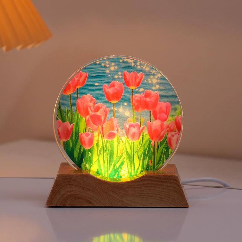 Crystal Disc Luminous Night Lamp Bedside Lamp Ambient Desk Lamp Creative Gift Desktop Decoration Ornament