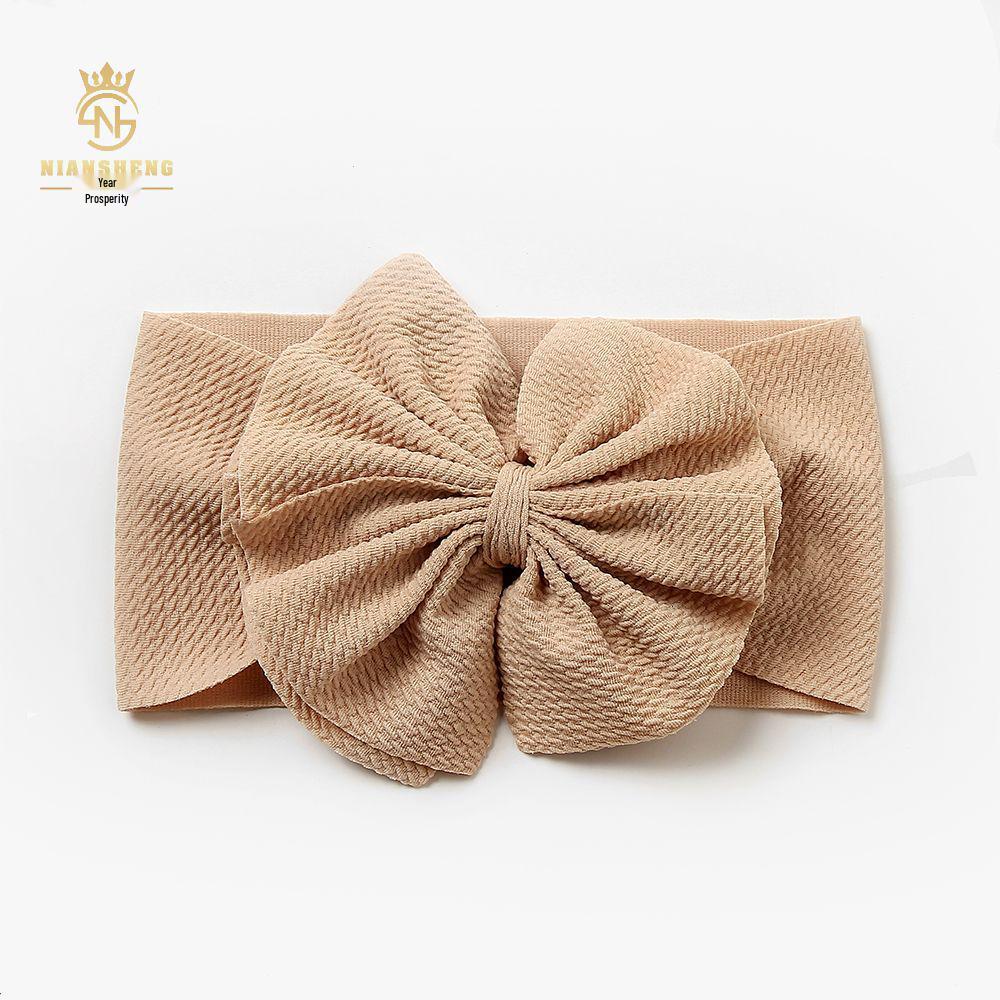 

European & American Fashion DIY Baby Bow Headband: Solid Color Hair Accessories to Protect Fontanel
