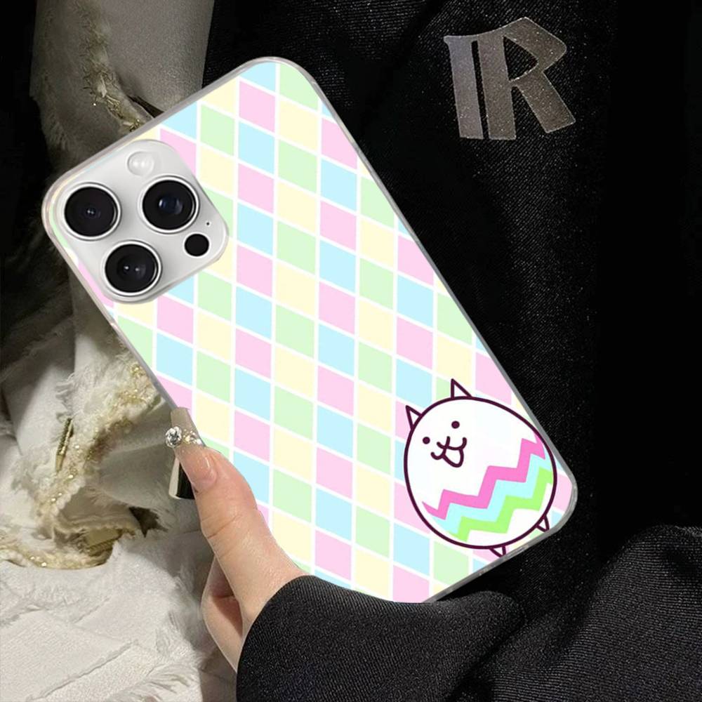 B-Battle Cats Anime Game For IPhone 17 16 15 14 Plus 13 12 11 Pro Max Phone Cover Back Satin Colorful Surface