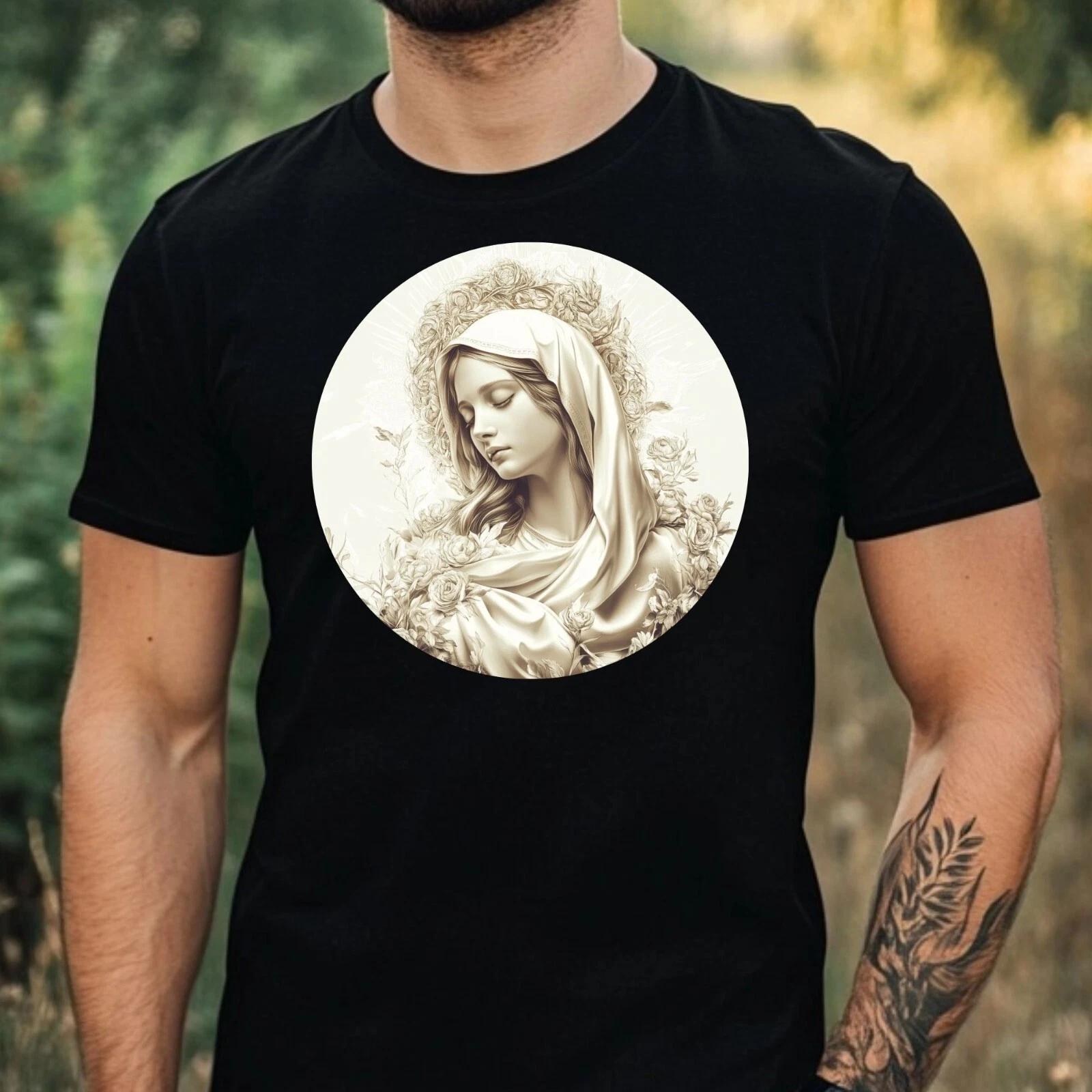 T-Shirt Herren Jungfrau Maria Motiv Baumwolle Größe XS bis 5XL XS