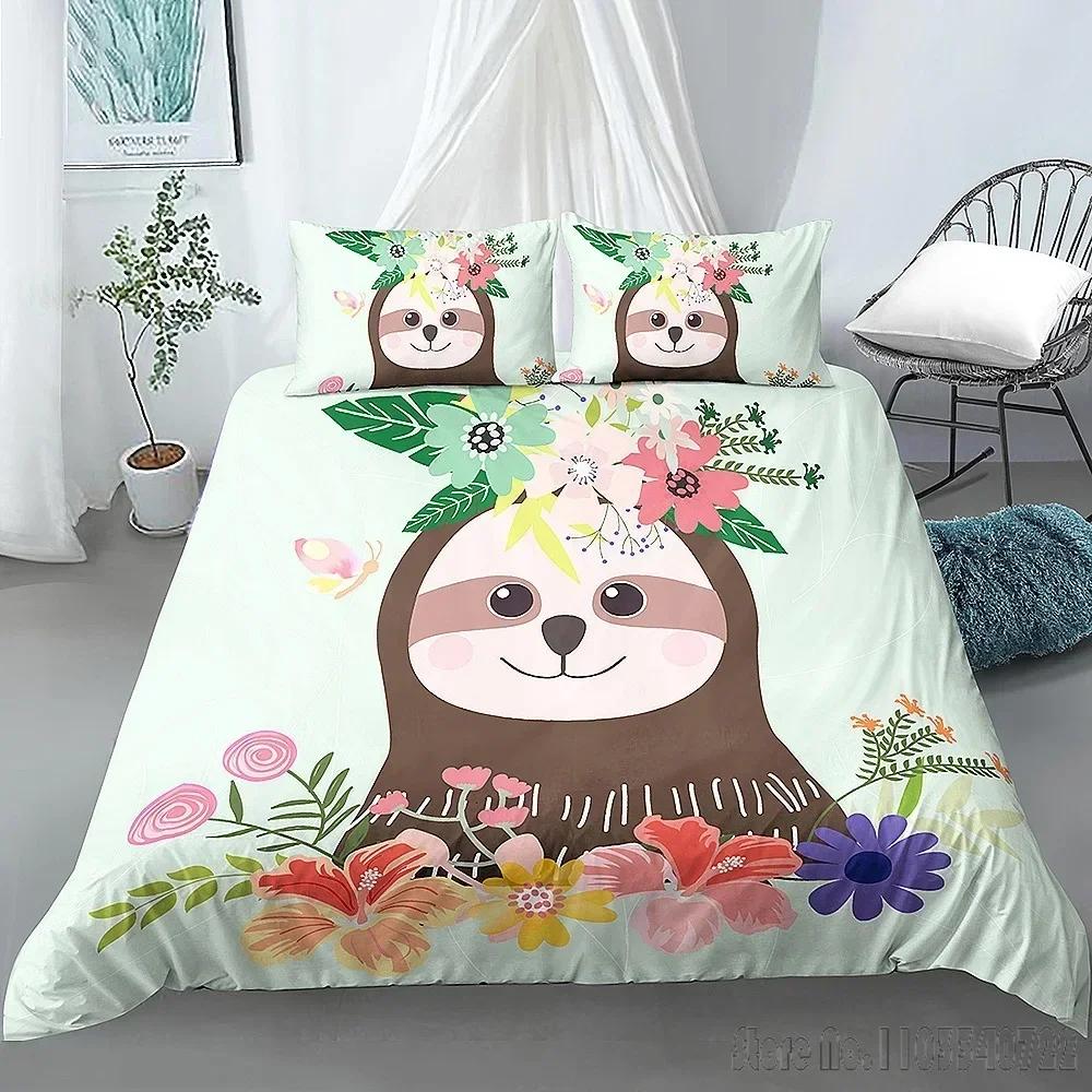Comforter Decor Cartoon Sloth Printed Love Child Hd Comforter For Kids Bedding Sets Bedclothes Bedroom Decor