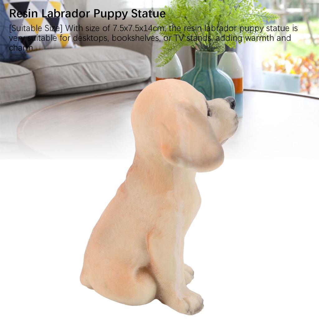 Yellow Labrador Puppy Figurine 7.5x7.5x14cm Cute Resin Sitting Labrador Dog Statue Desktop Ornament