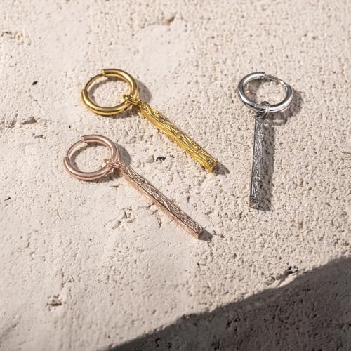 [Cisst Liber] Hawaiian Jewelry Hoop Earrings for Men and Women, Stick and Plate Style, Brand Name, Rust-Resistant, Always Wearable, Dangling, Surgical
