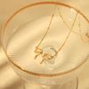 European and American Ins Fashion Light Luxury Hollow Bow Pendant Necklace Plated with 18k Gold Stainless Steel Waterproof Flat Snake Chain Jewelry