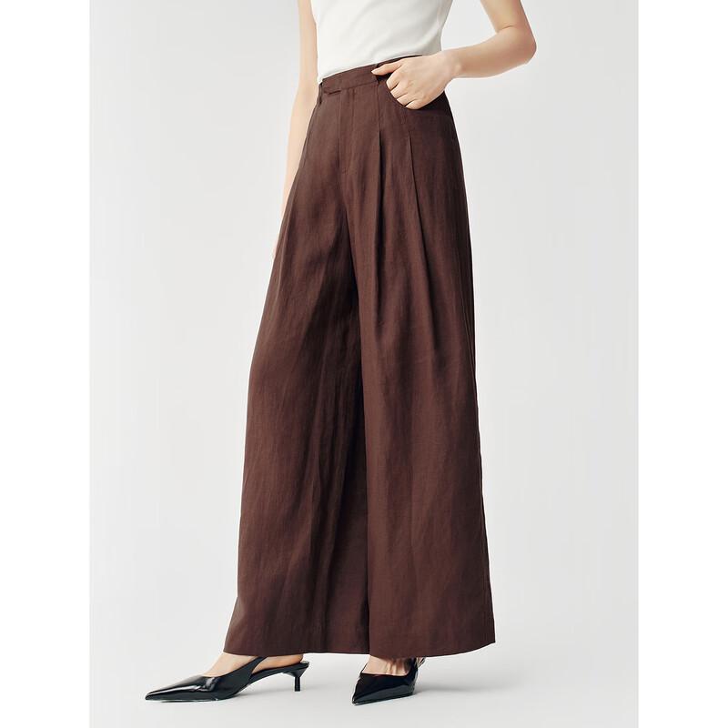 JUZUI Elegant Commuter 100% Linen Straight-Leg Trousers for Women