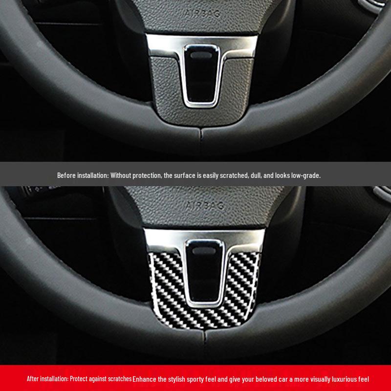 Carbon Fiber Steering Wheel Badge & Lower Bumper Sticker for VW Magotan CC 12-18 Interior