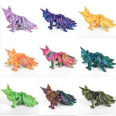 New PLA 3D Printed Fox Model Multicolor Multi-jointed Fox Action Figure Movable Articulated Animal Figurine Desktop Decoration