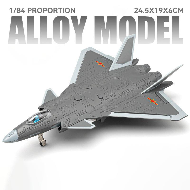 1:84 Scale J-20 Stealth Fighter Model Toy Sound Light One Click Ejection Missile Military Aircraft Models Kids Hobbies Gifts