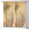 Pantalla de Seis Paneles con Pan de Oro del Período Edo Japonés Cortinas de Ventana de Crisantemo Blanco y Rojo Espacio de Sala de Estar Espacio de Dormitorio Decoración de Ventana Cortinas de Ventana