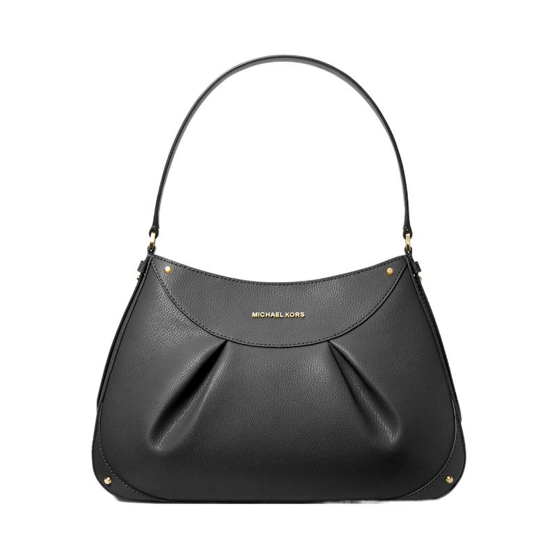 MICHAEL KORS Enzo pleated leather shoulder bag medium women s black/dark green/camel black чёрный