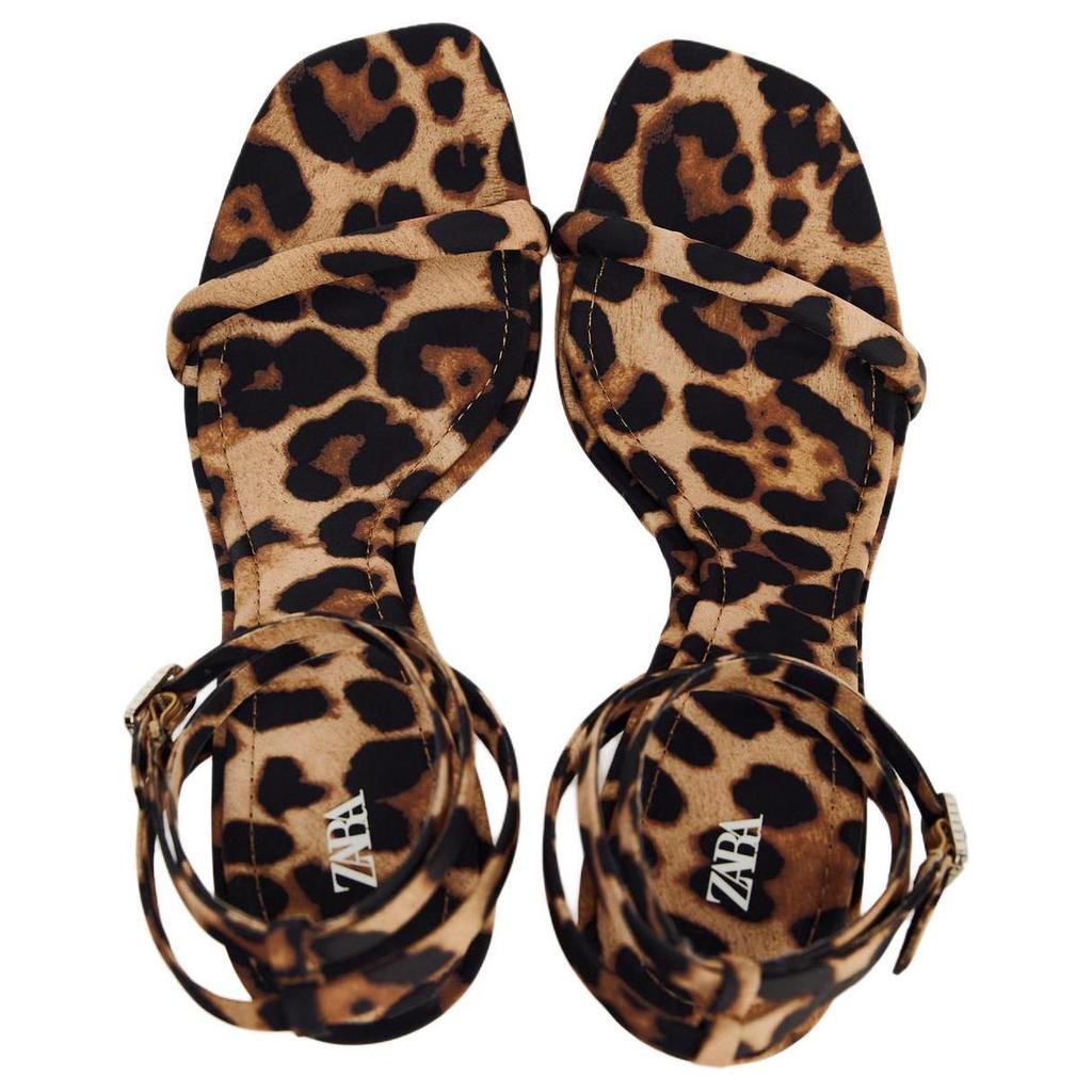 Zara Casual Versatile High Heel Sandals Women sandals Leopard-Print 12342410195