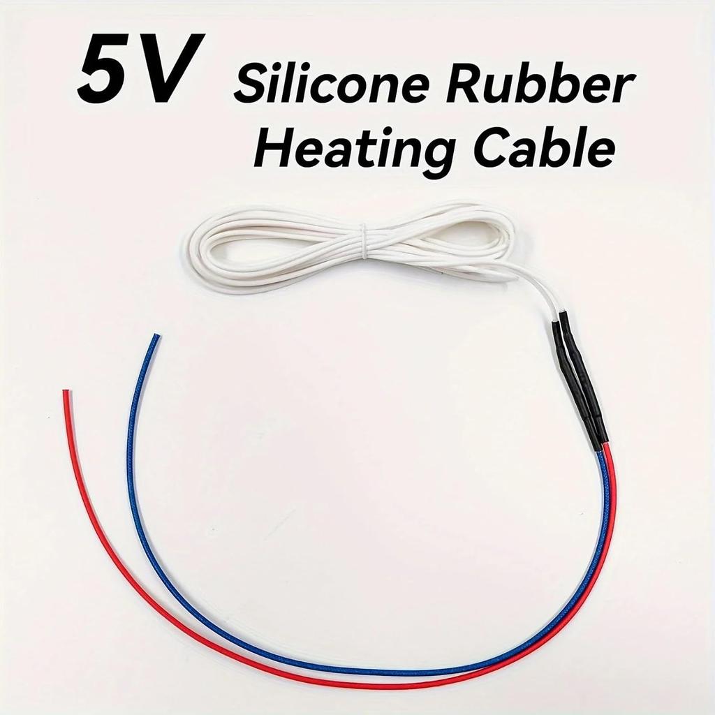 0.5~2m Silicone Rubber Hotline, 5V Silicone Rubber Low Voltage Wire, Heat Cable Pliable Heating Cable(0.5m)