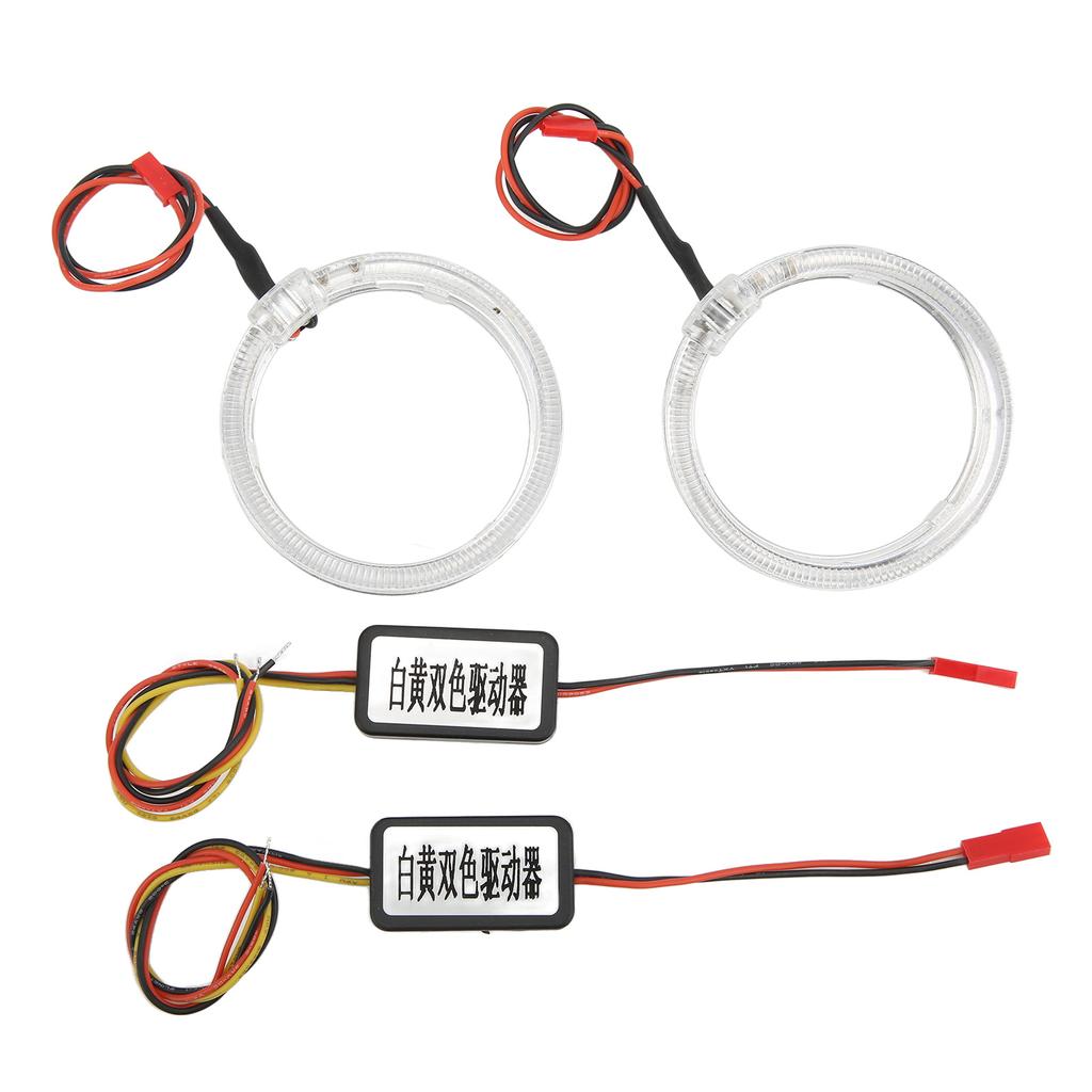 Çift 9-36V LED Melek Gözü Farlar Sinyal Lambası Halo Halkalar Beyaz Kehribar Çift Renkli Dekoratif Araba için 80mm 3.15in