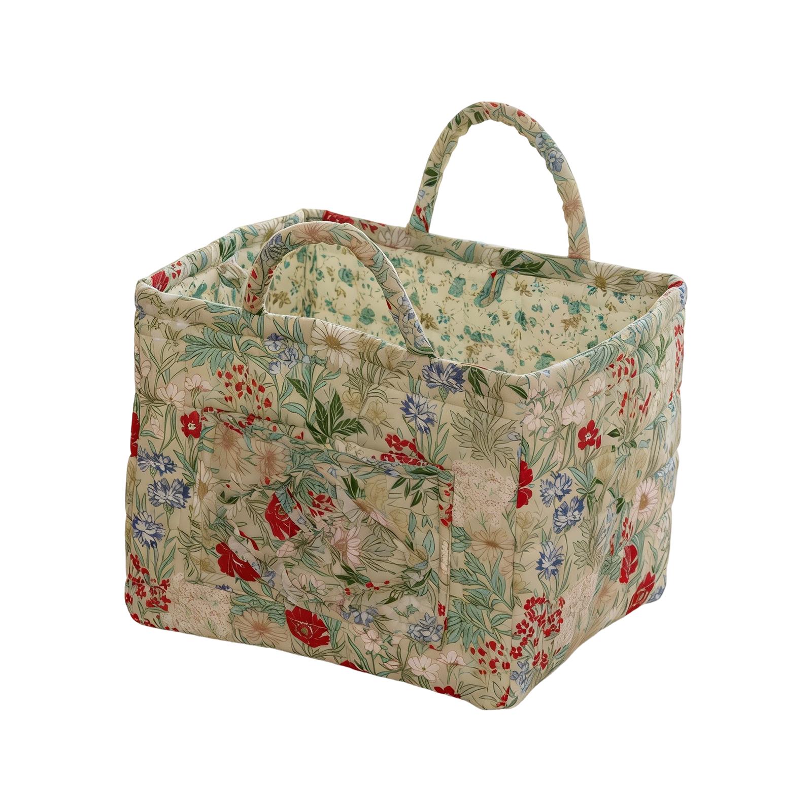 Sponge-made Storage Basket For Clothes Toys Handbags Fresh Floral Fabric Portable Machine Washable One Size 1370₽
